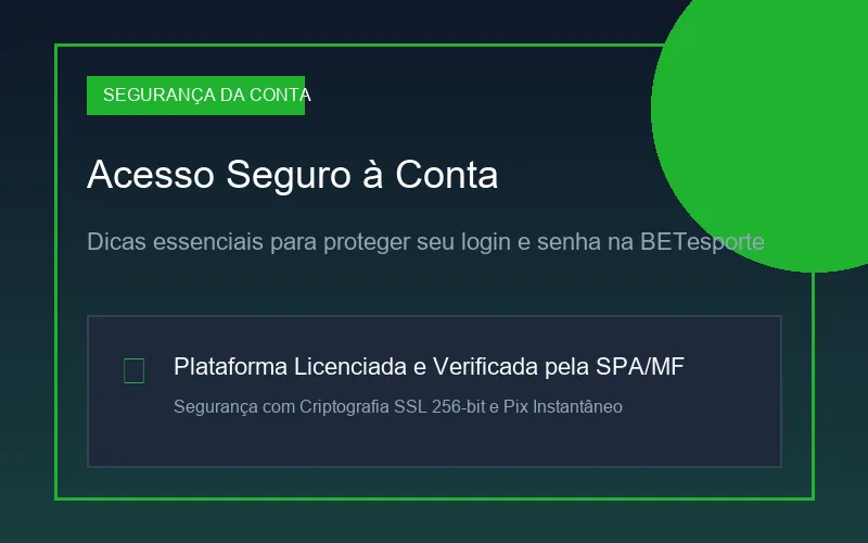 Painel de segurança para login e acesso ao perfil BETesporte